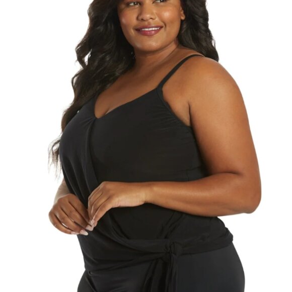NWT Black Magicsuit Plus Size Surplice Underwire Side Tie Alex Tankini Top Sz 18 - Picture 4 of 8